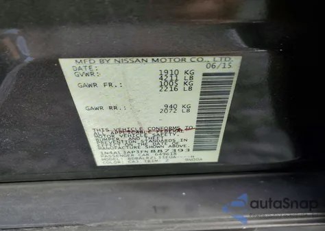 2015 Nissan Altima 2.5 из США, поврежденный, VIN 1N4AL3AP3FN887393